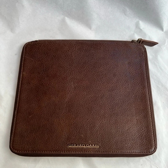 Gerard Darel Brown Zip Around  Genuine Leather Tablet  Bag Sleeve 10 x 9… - Picture 1 of 7
